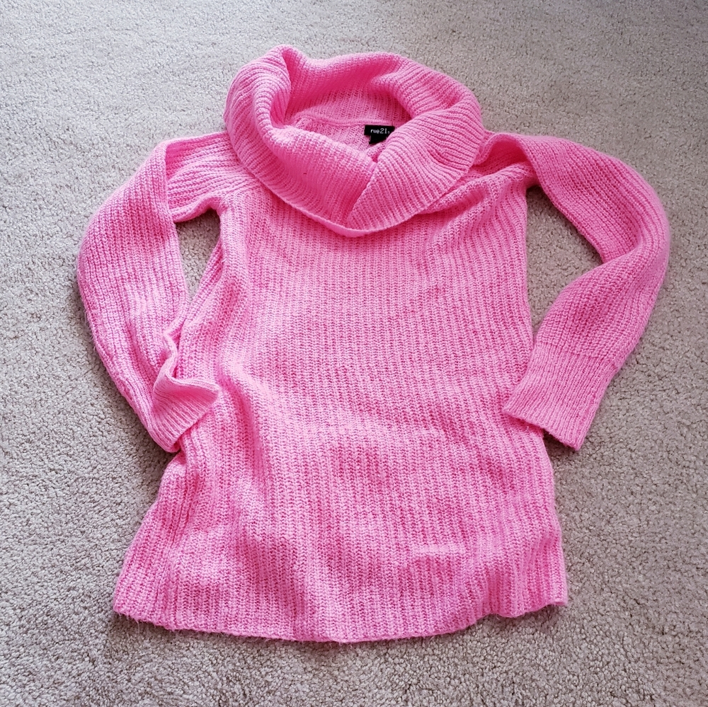Pink Cowl Neck Sweater